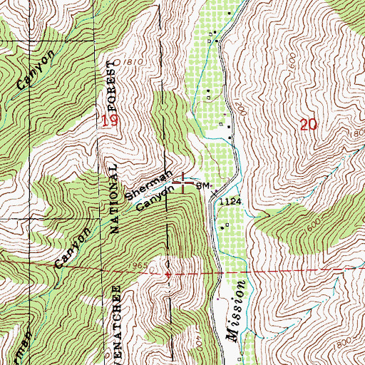 Topographic Map of Sherman Canyon, WA