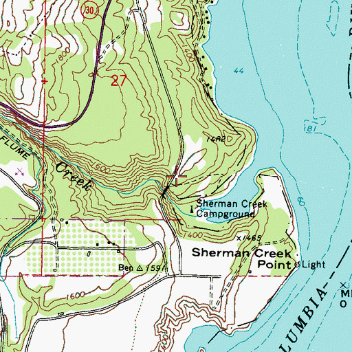 Topographic Map of Sherman Creek, WA