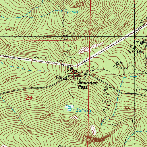 Topographic Map of Sherman Pass, WA