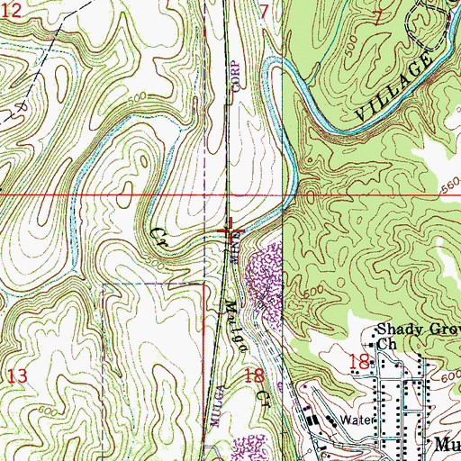 Topographic Map of Mulga Creek, AL