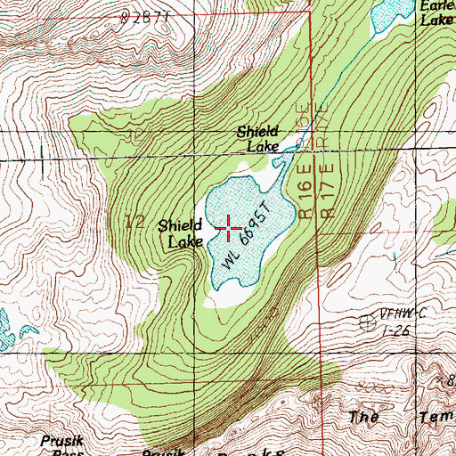 Topographic Map of Shield Lake, WA