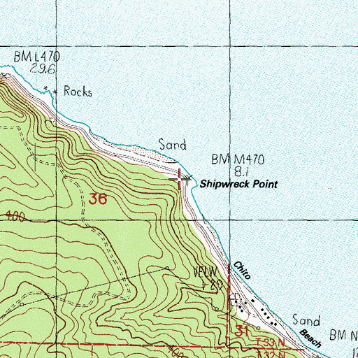 Topographic Map of Shipwreck Point, WA