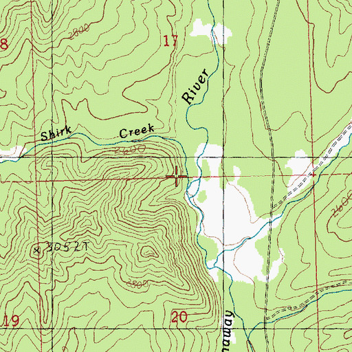 Topographic Map of Shirk Creek, WA