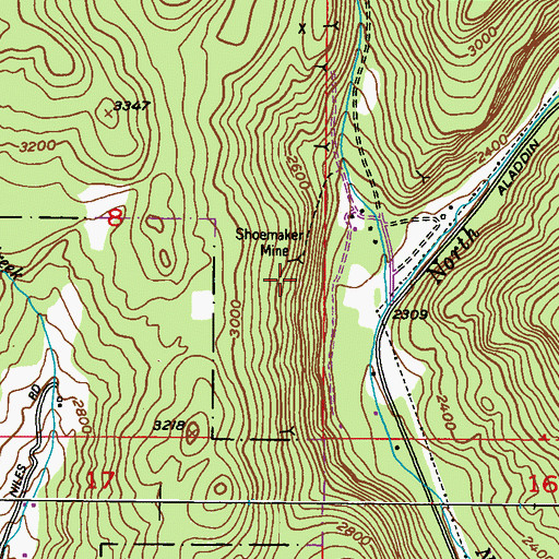 Topographic Map of Shoemaker Mine, WA