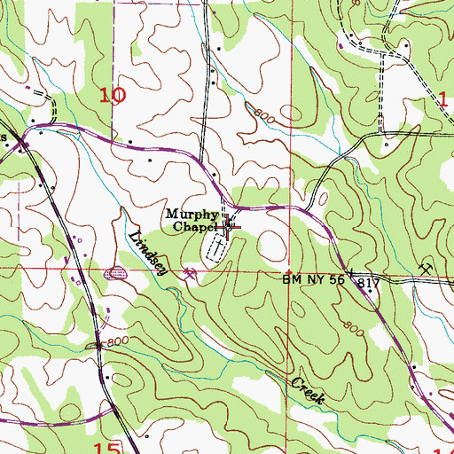 Topographic Map of Murphy Chapel, AL