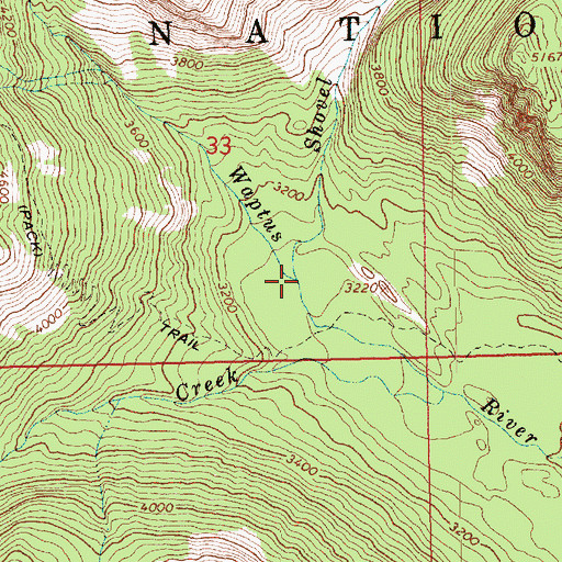 Topographic Map of Shovel Creek, WA