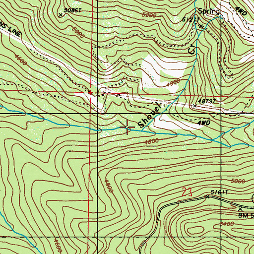 Topographic Map of Shovel Creek, WA