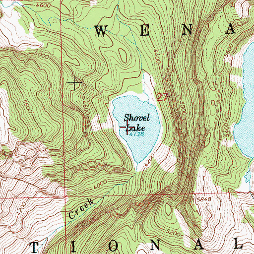 Topographic Map of Shovel Lake, WA