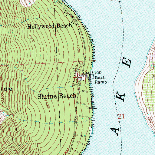Topographic Map of Shrine Beach, WA