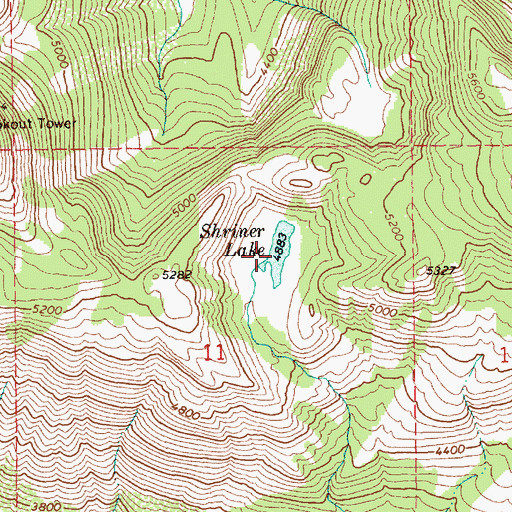 Topographic Map of Shriner Lake, WA