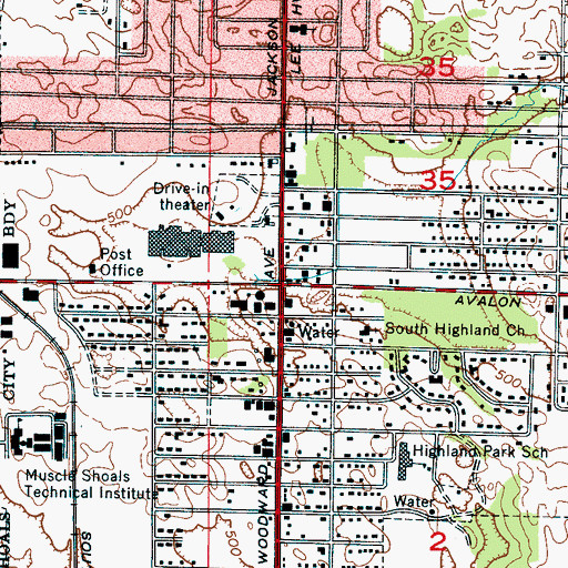 Topographic Map of Muscle Shoals, AL