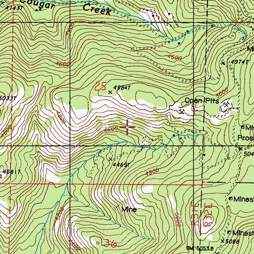 Topographic Map of Silver Bell Mine, WA