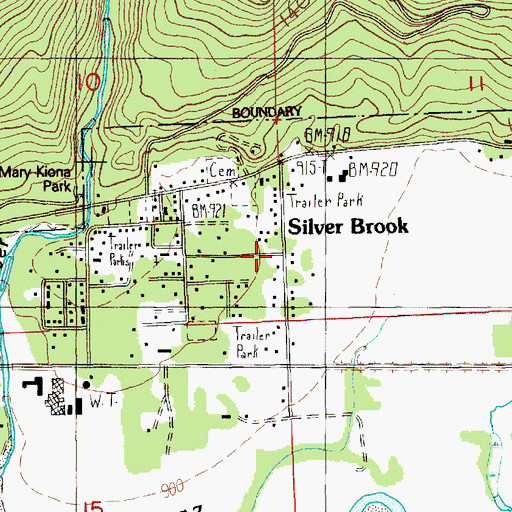 Topographic Map of Silver Brook, WA