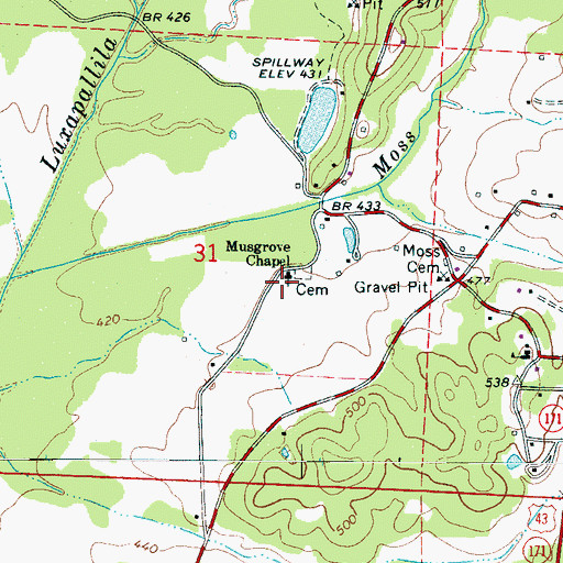 Topographic Map of Musgrove Chapel, AL