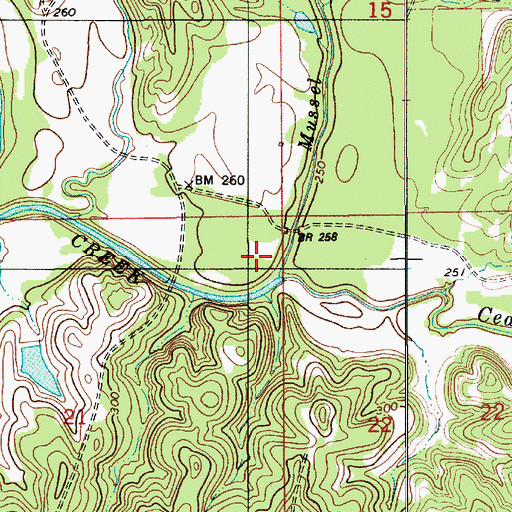 Topographic Map of Mussel Creek, AL