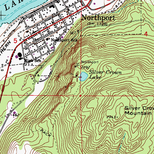 Topographic Map of Silver Crown Lake, WA