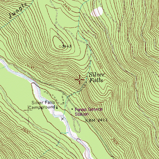 Topographic Map of Silver Falls, WA