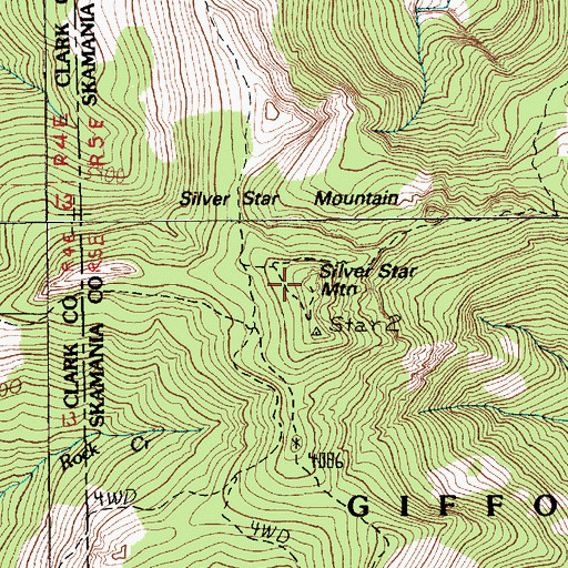 Topographic Map of Silver Star Mountain, WA