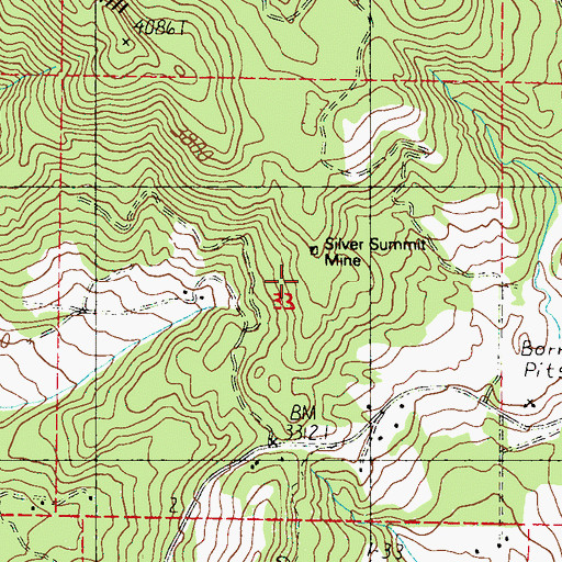 Topographic Map of Silver Summit Mine, WA