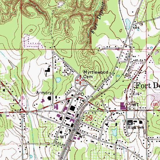 Topographic Map of Myrtlewood Cemetery, AL