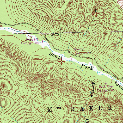 Topographic Map of Silvertip Creek, WA