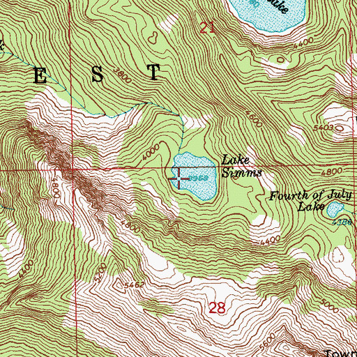 Topographic Map of Lake Simms, WA
