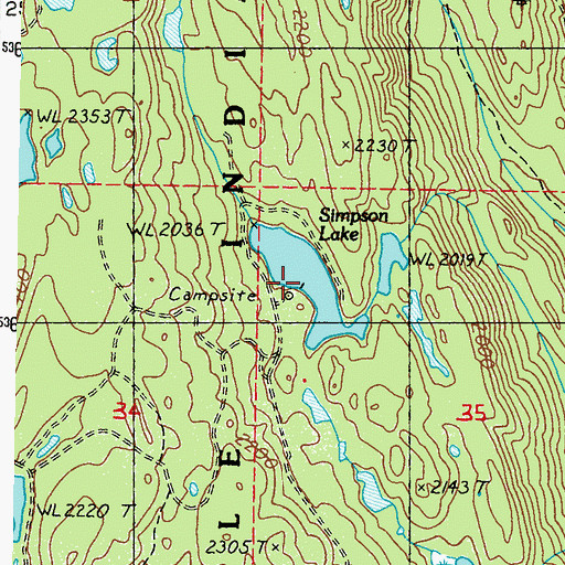 Topographic Map of Simpson Lake, WA