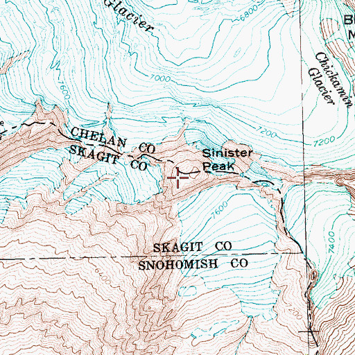 Topographic Map of Sinister Peak, WA