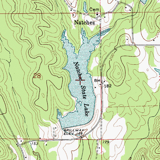 Topographic Map of Natchez State Lake, AL