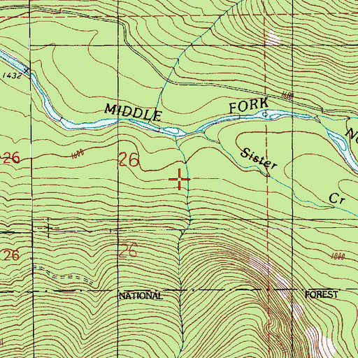 Topographic Map of Sister Creek, WA