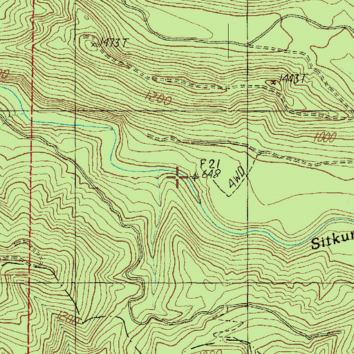 Topographic Map of Sitkum Shelter, WA