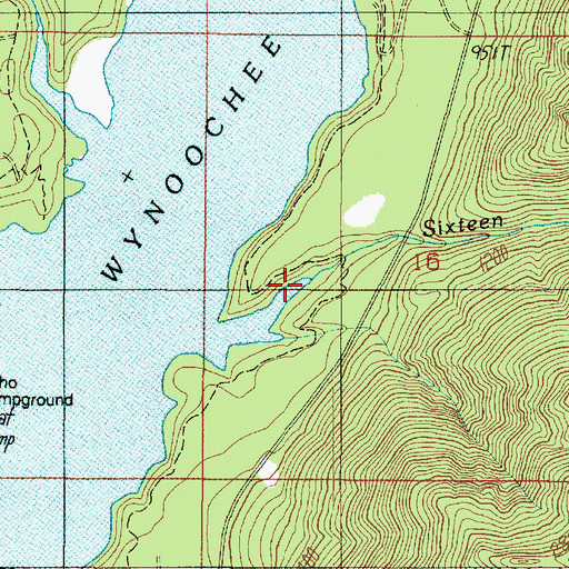 Topographic Map of Sixteen Creek, WA