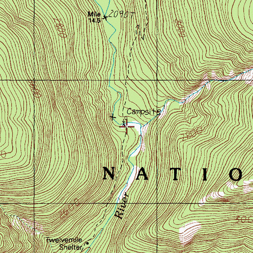 Topographic Map of Sixteenmile Shelter (historical), WA