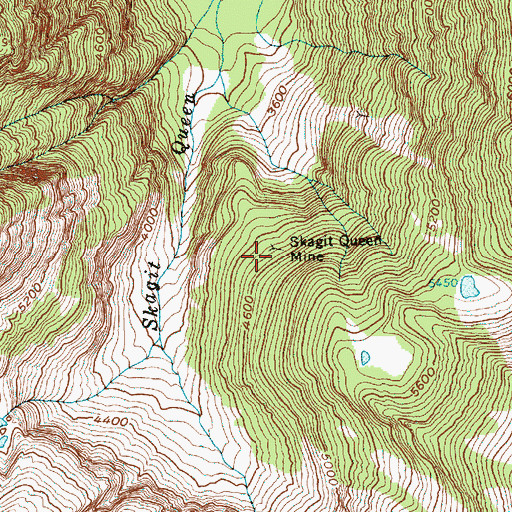 Topographic Map of Skagit Queen Mine, WA