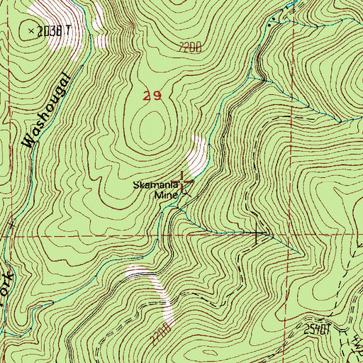 Topographic Map of Skamania Mine, WA