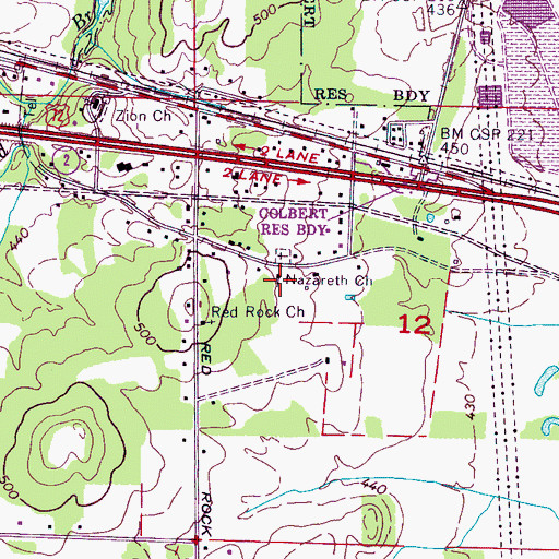 Topographic Map of Nazareth Primitive Baptist Church, AL