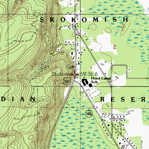 Topographic Map of Skokomish Reservation, WA