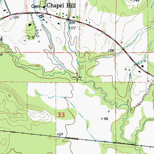 Topographic Map of Neals Creek, AL