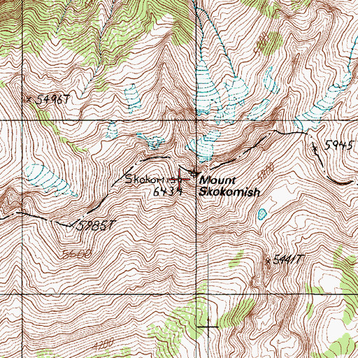 Topographic Map of Mount Skokomish, WA