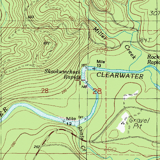 Topographic Map of Skookumchuck Rapids, WA