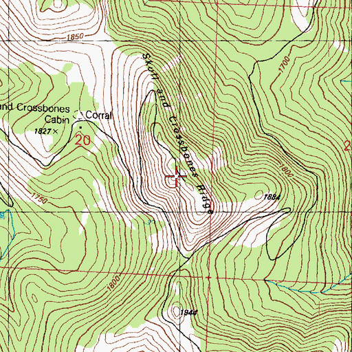 Topographic Map of Skull and Crossbones Ridge, WA