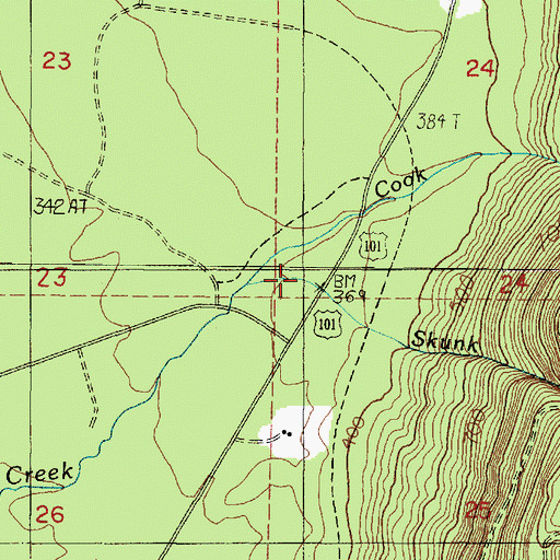 Topographic Map of Skunk Creek, WA
