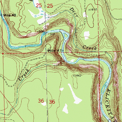 Topographic Map of Skunk Creek, WA