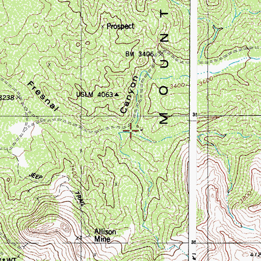 Topographic Map of Allison Camp, AZ