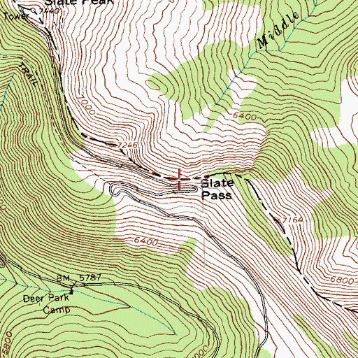 Topographic Map of Slate Pass, WA