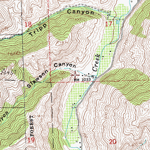Topographic Map of Slawson Canyon, WA