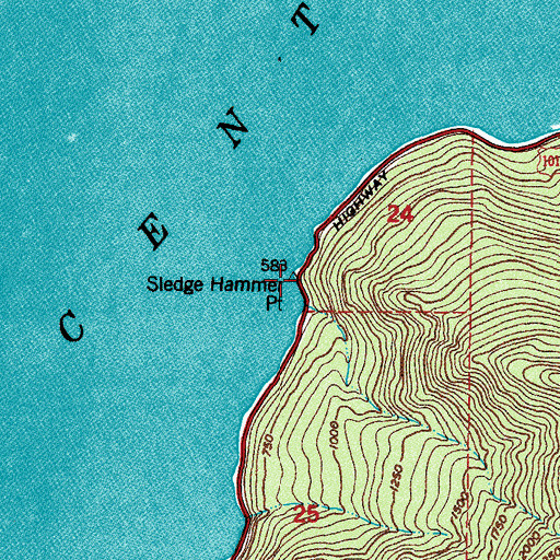 Topographic Map of Sledge Hammer Point, WA