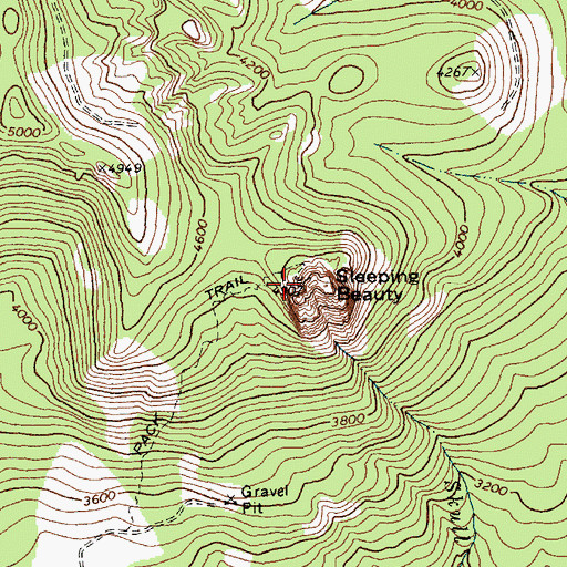 Topographic Map of Sleeping Beauty, WA
