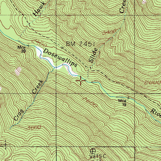 Topographic Map of Slide Creek, WA
