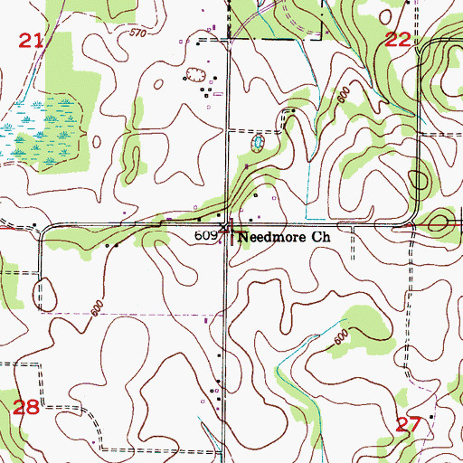 Topographic Map of Needmore Church, AL